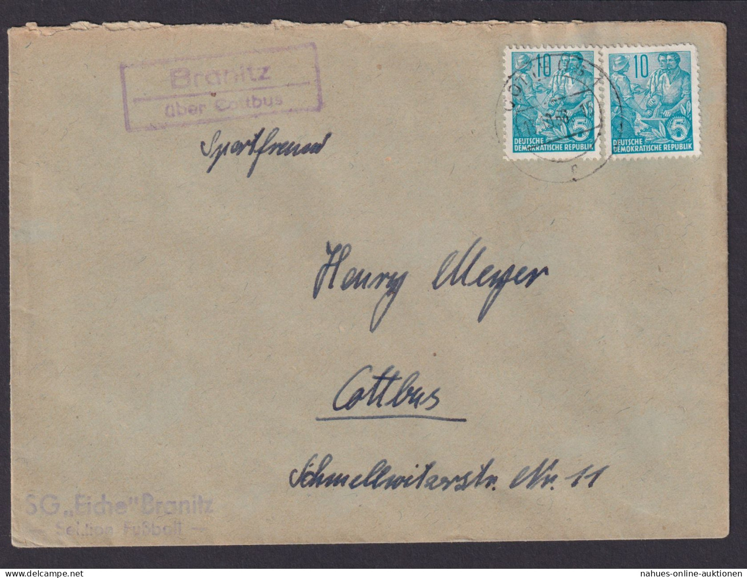 Branitz über Cottbus Brandenburg DDR Brief Landpoststempel N. Cottbus - Cartas & Documentos