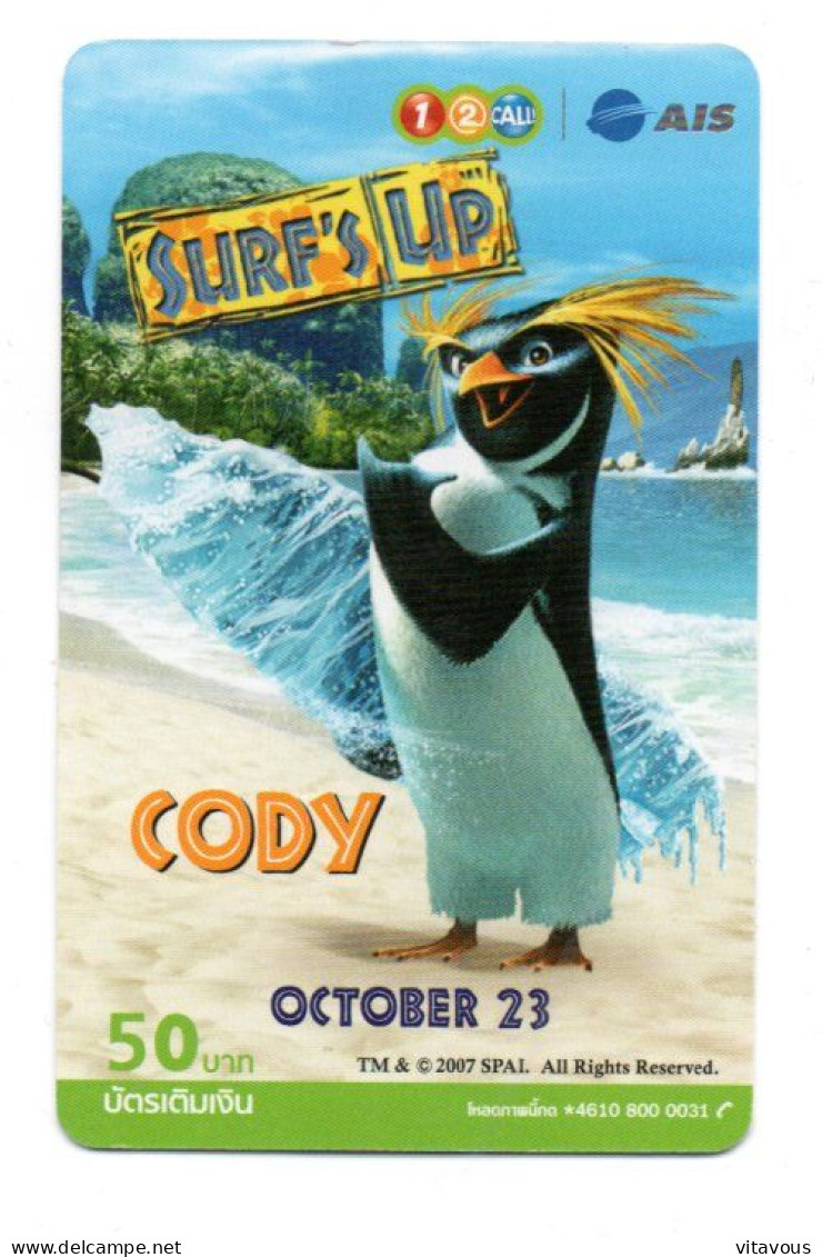 Pingouin Pingouin  CODY Surf's Up FILM MOVIE - Animal  Carte Thaïlande Card (K 283) - Thailand