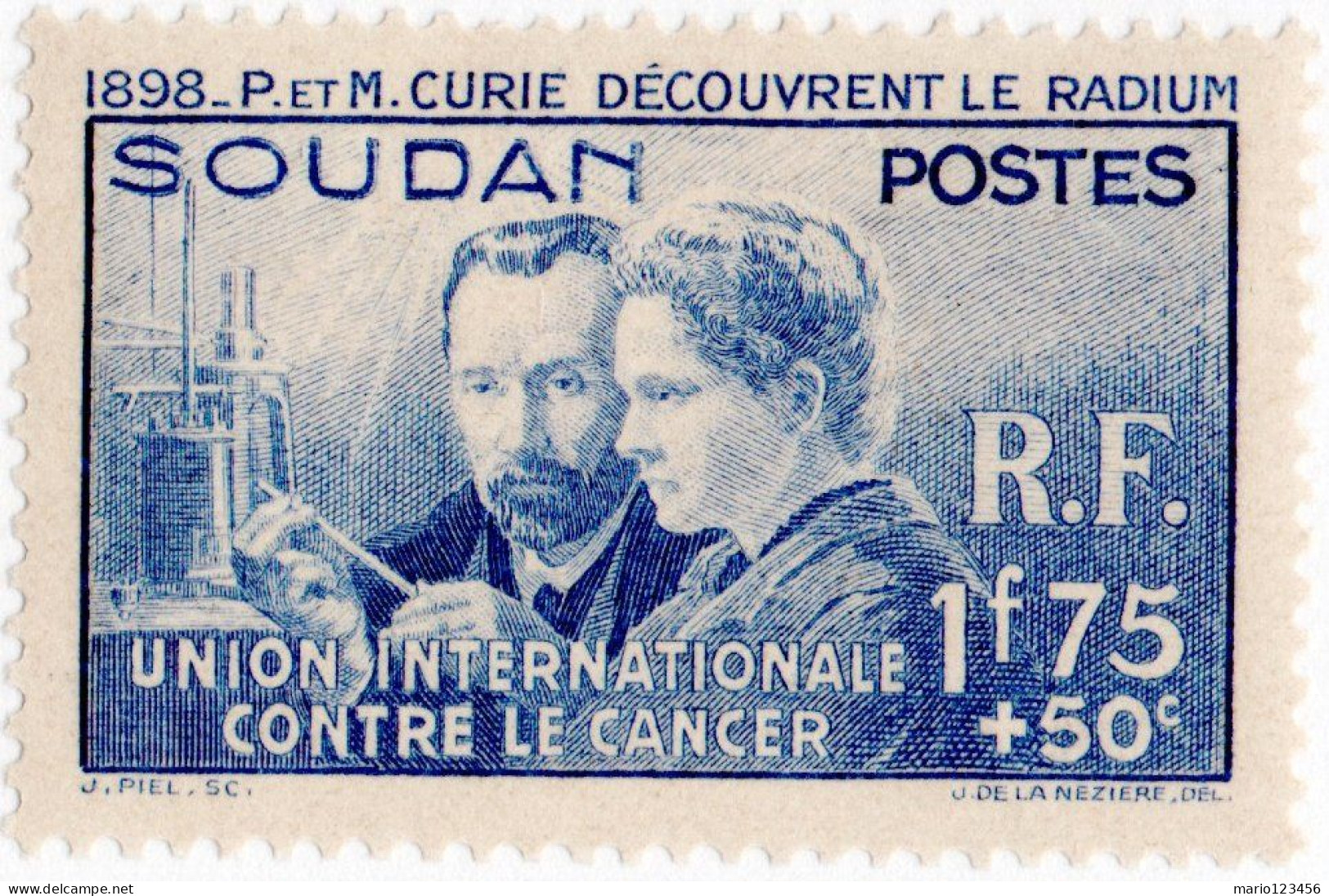 SUDAN FRANCESE, FRENCH SUDAN, PIERRE, MARIE CURIE, 1938, NUOVI (MLH*) Mi:FR-SU 112, Scott:FR-SU B1, Yt:FR-SU 99 - Unused Stamps