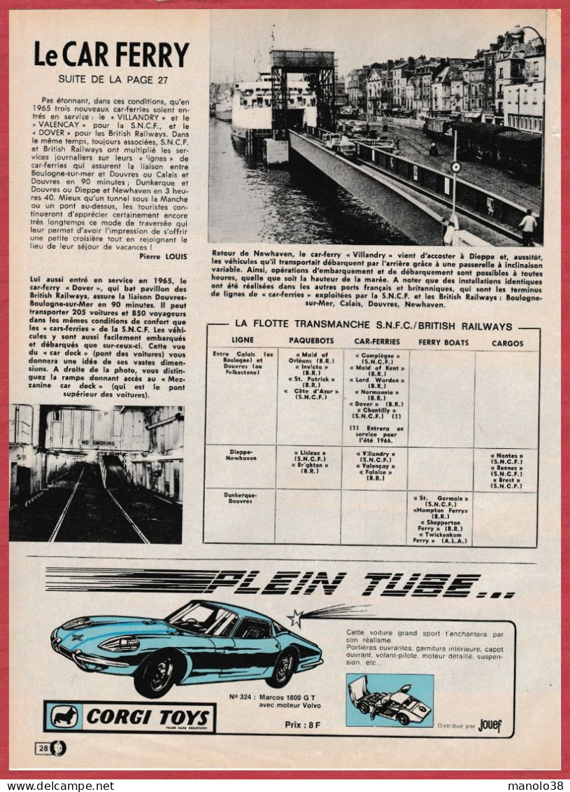 Pour Traverser La Manche, Le " Car Ferry ". La Flotte Transmanche SNCF Et British Railways. 1966. - Historische Dokumente