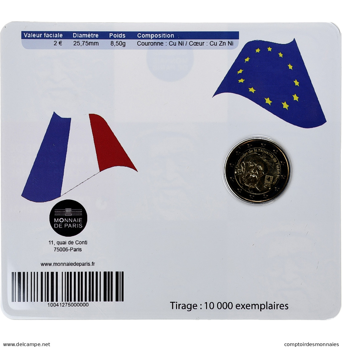 France, 2 Euro, Abbé Pierre, Coin Card. BU, 2012, MDP, Bimétallique, FDC - France