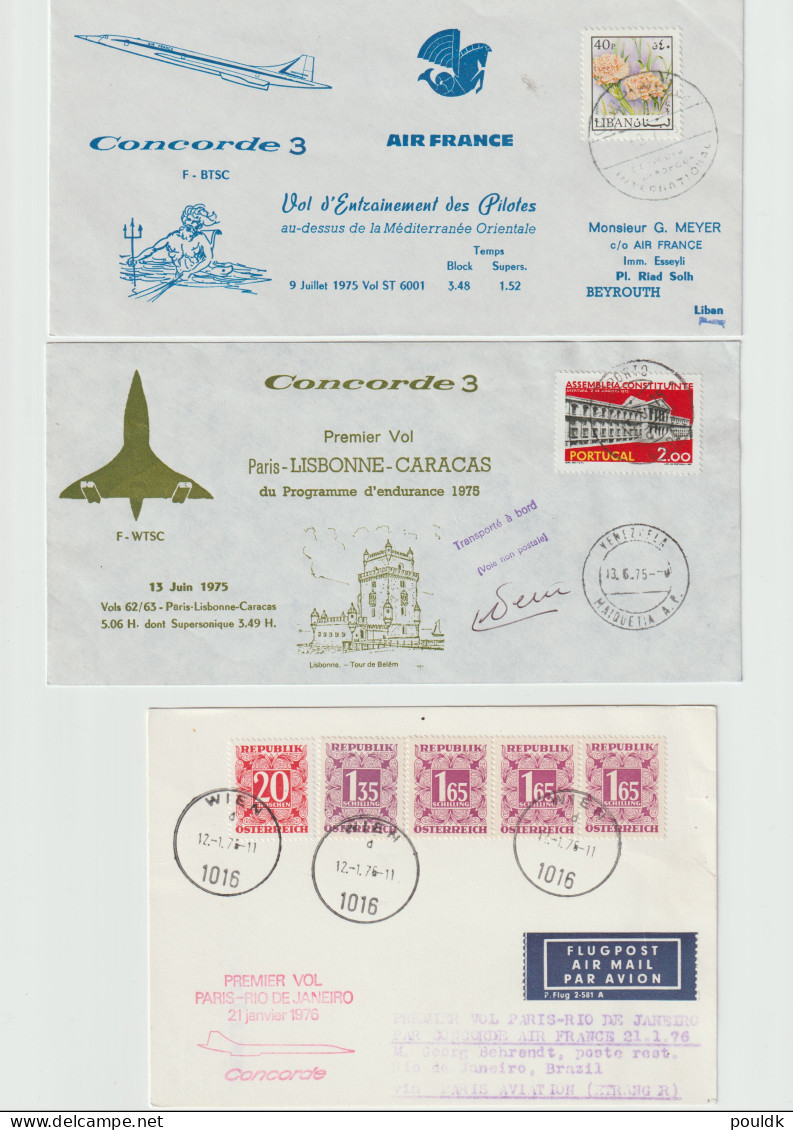 10 Concorde Covers, First Flights And Other Cover With Concorde Theme. Postal Weight Approx 120 Gramms. Please - Concorde