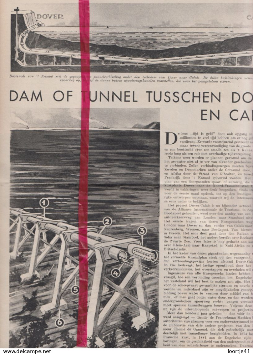 Artikel Dam Of Tunnel Tussen Dover & Calais ? - Orig. Knipsel Coupure Tijdschrift Magazine - 1936 - Sin Clasificación