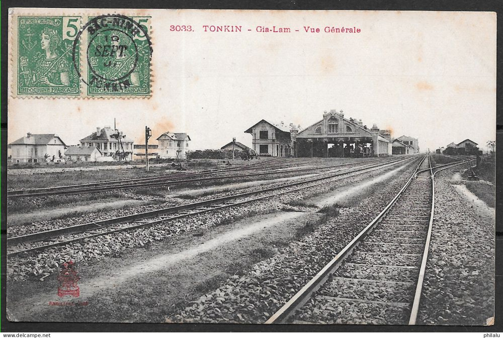 N° 27 INDOCHINE De Bac-ninh Pour Hennebont 10/09/1907 Cpa TONKIN GIA LAM  GARE DU TRAIN . - Covers & Documents