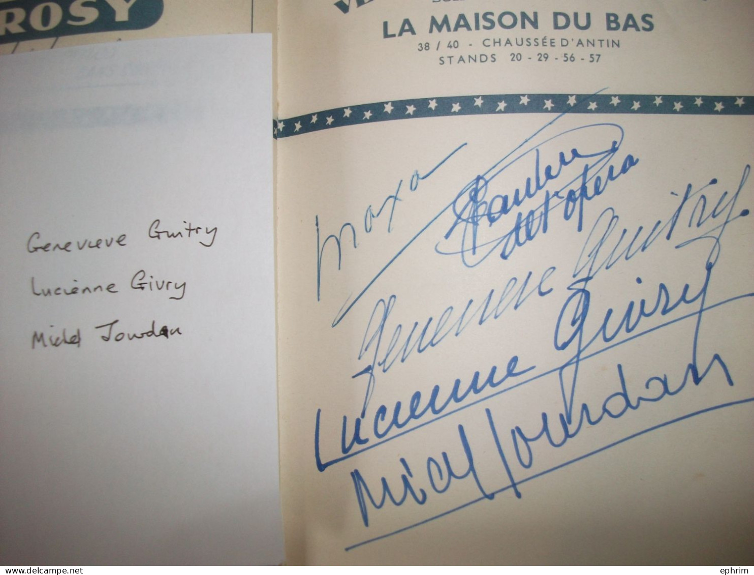 La Kermesse aux Etoiles 1950 Carnet d'Autographes Autographe Acteur Stan Laurel Serge Reggiani Lucy May Veronica Bell...