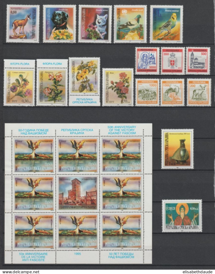 CROATIE / REP. SERBE KRAJINA - 1993/1997 - COLLECTION YVERT N°3/7+13+20+22+29/32+BF33+40+61/64 ** MNH - COTE = 61++ EUR - Kroatien