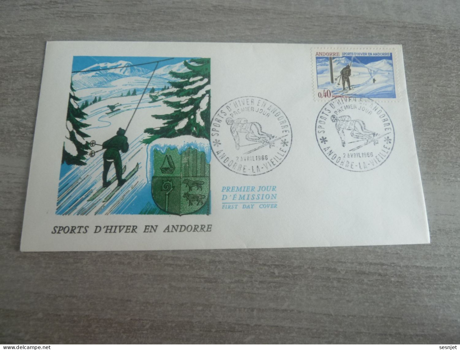 Andorre-la-Vieille - Sports D'Hiver - Enveloppe Premier Jour D'Emission - Organisations Sociales - Année 1966 - - Ski