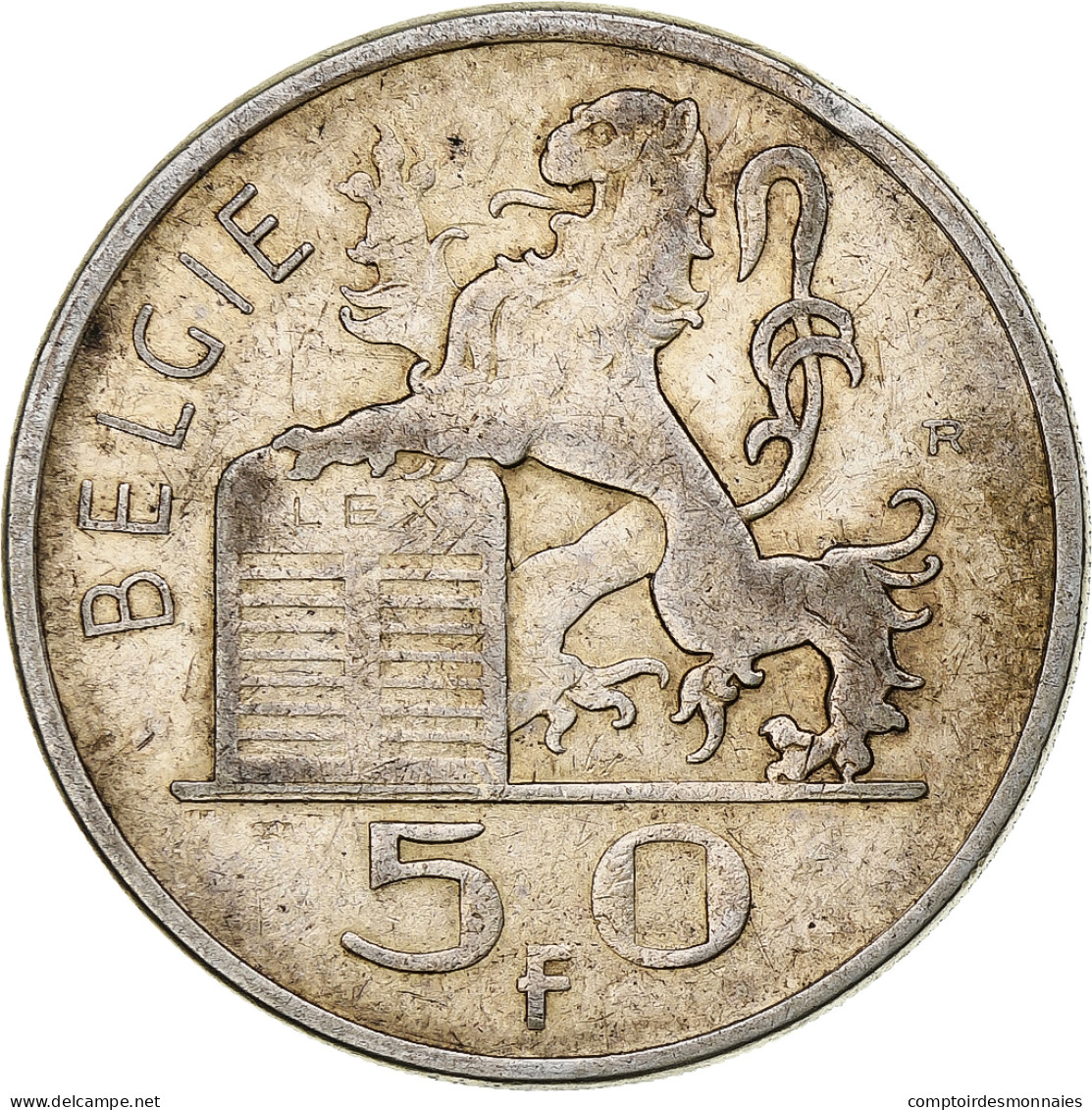 Belgique, Régence Prince Charles, 50 Frank, Mercure, 1950, Bruxelles, Argent - 50 Francs