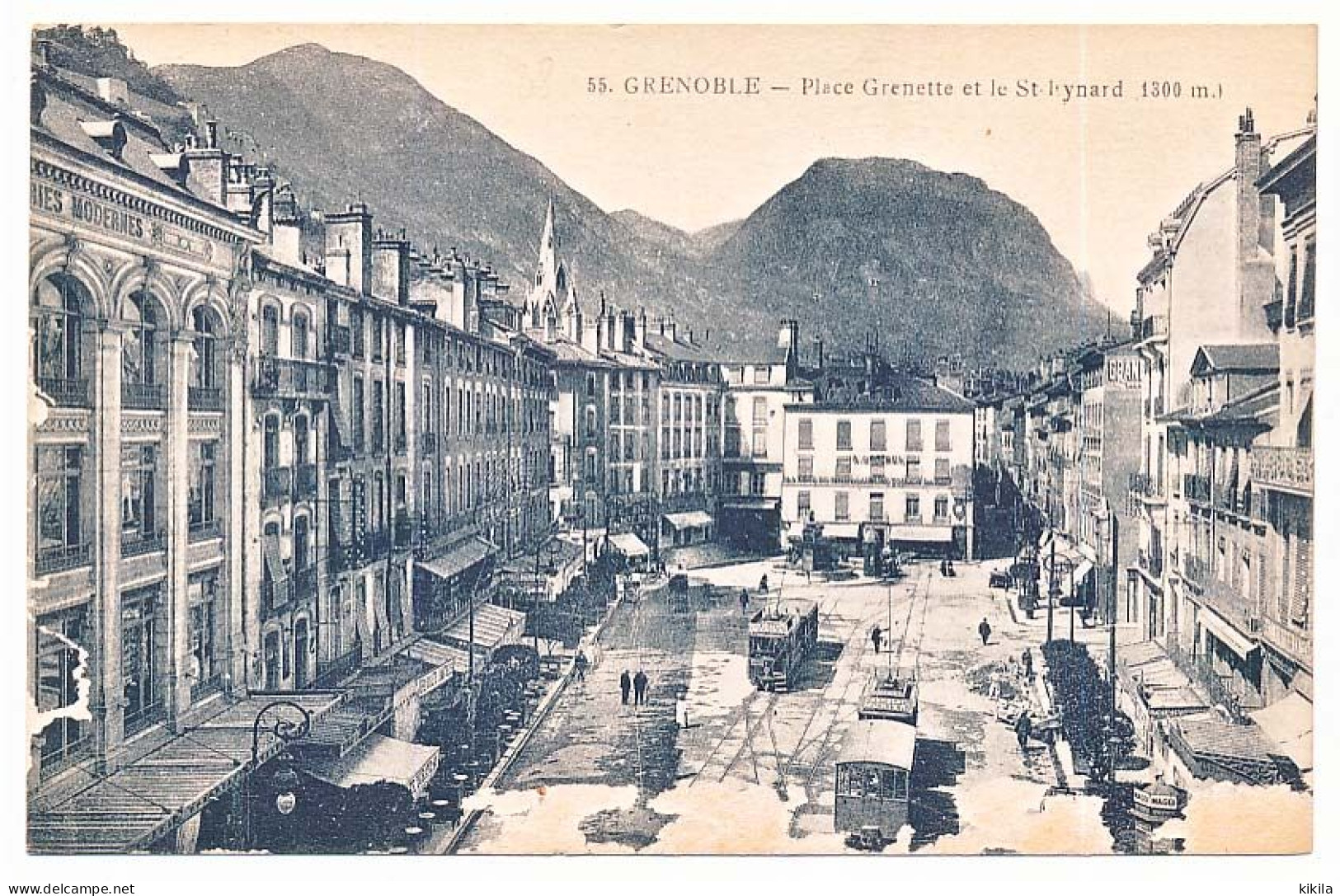 CPA 9 X 14  Isère  GRENOBLE Place Grenette Et Le St Eynard 1300 M  Tramways - Grenoble