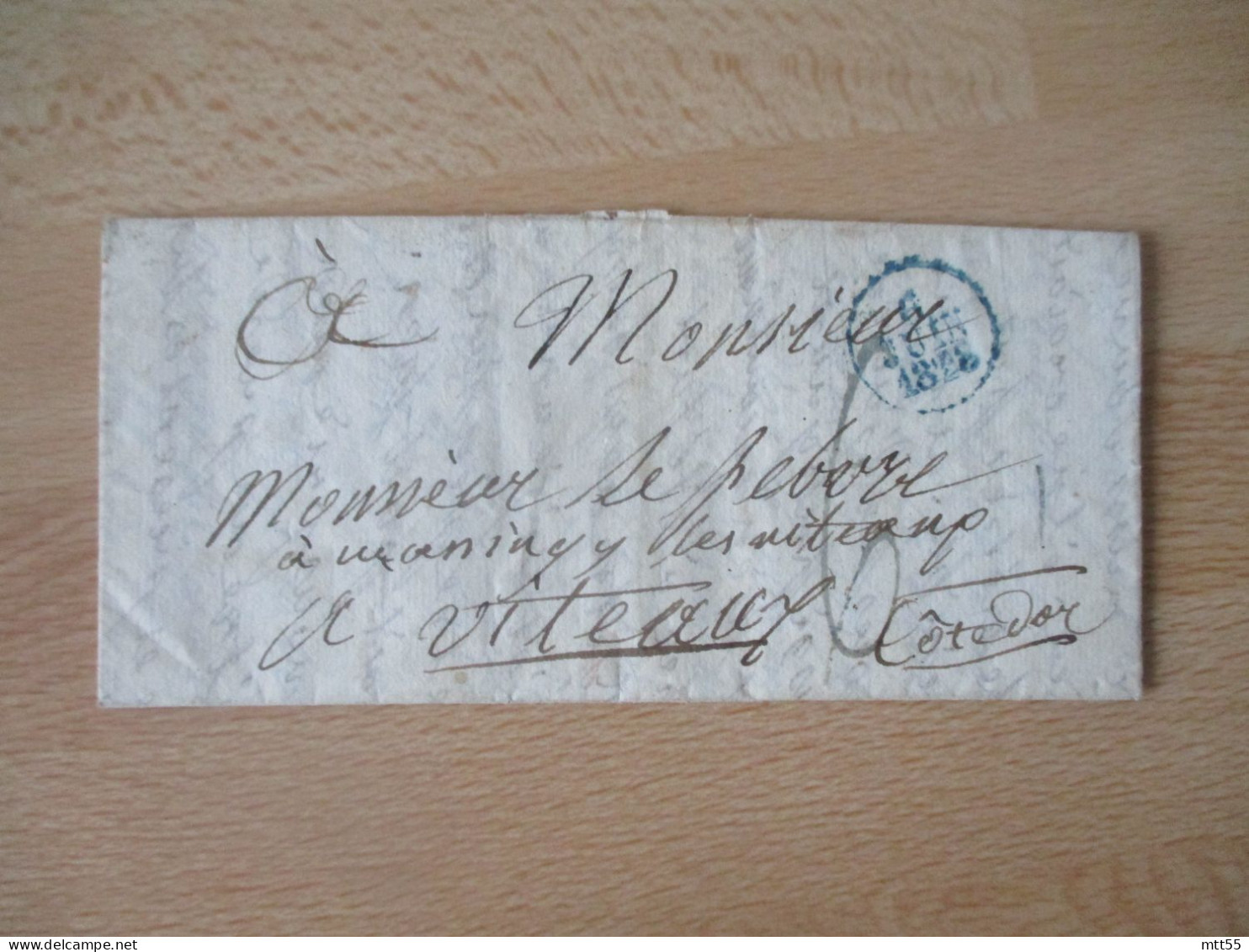 LETTRE PETIT TIMBRE A DATE BLEU DE PARIS LETTRE TAXEE 6 POUR VITEAUX - 1801-1848: Voorlopers XIX