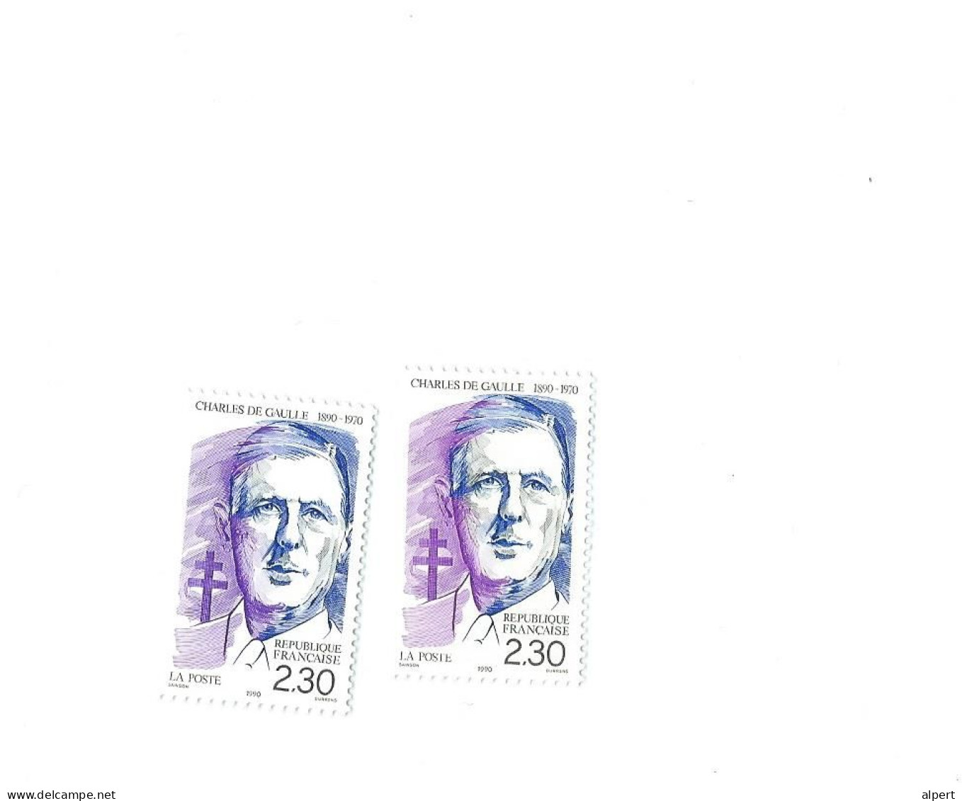 2634 A Bleu Violet - Rose Noir - 1 Normal Livre - Unused Stamps