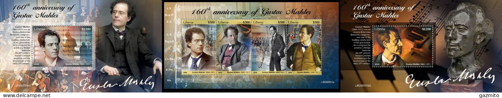 Liberia 2020, Music, G. Mahler, 4val In BF+2BF - Liberia