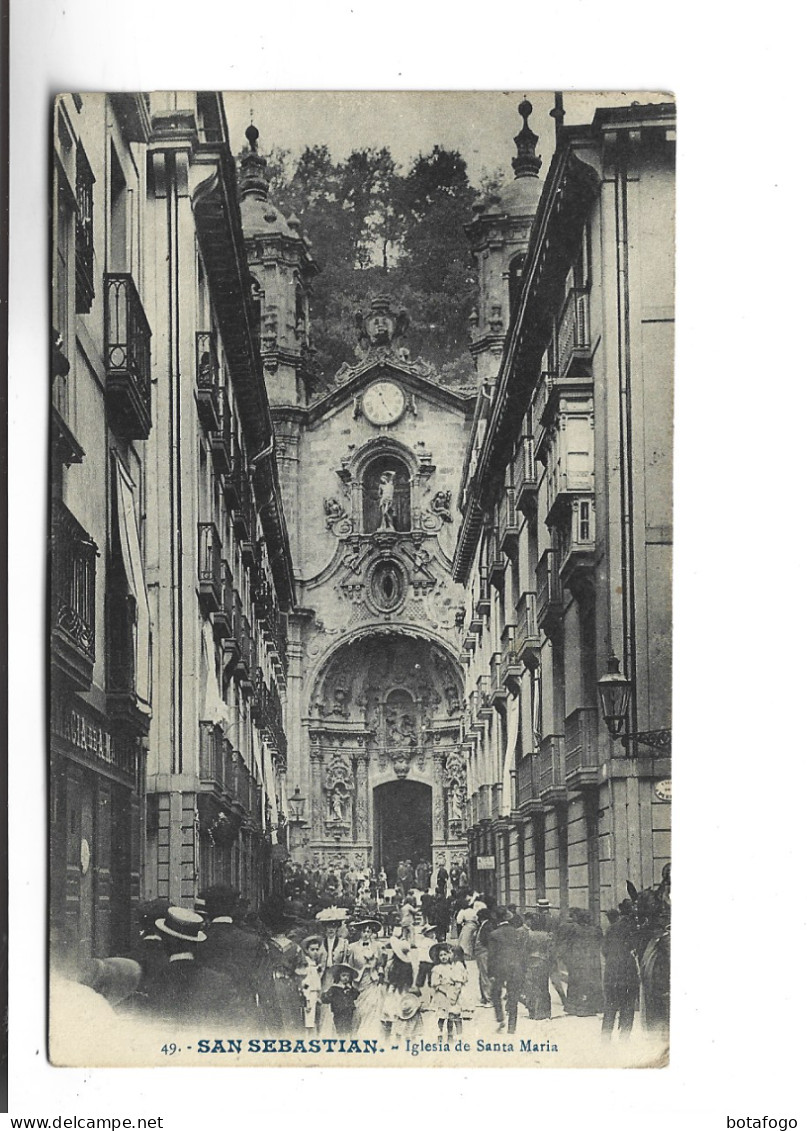 CPA SAN SEBASTIAN , IGLESIA DE STA MARIA En 1909! - Guipúzcoa (San Sebastián)