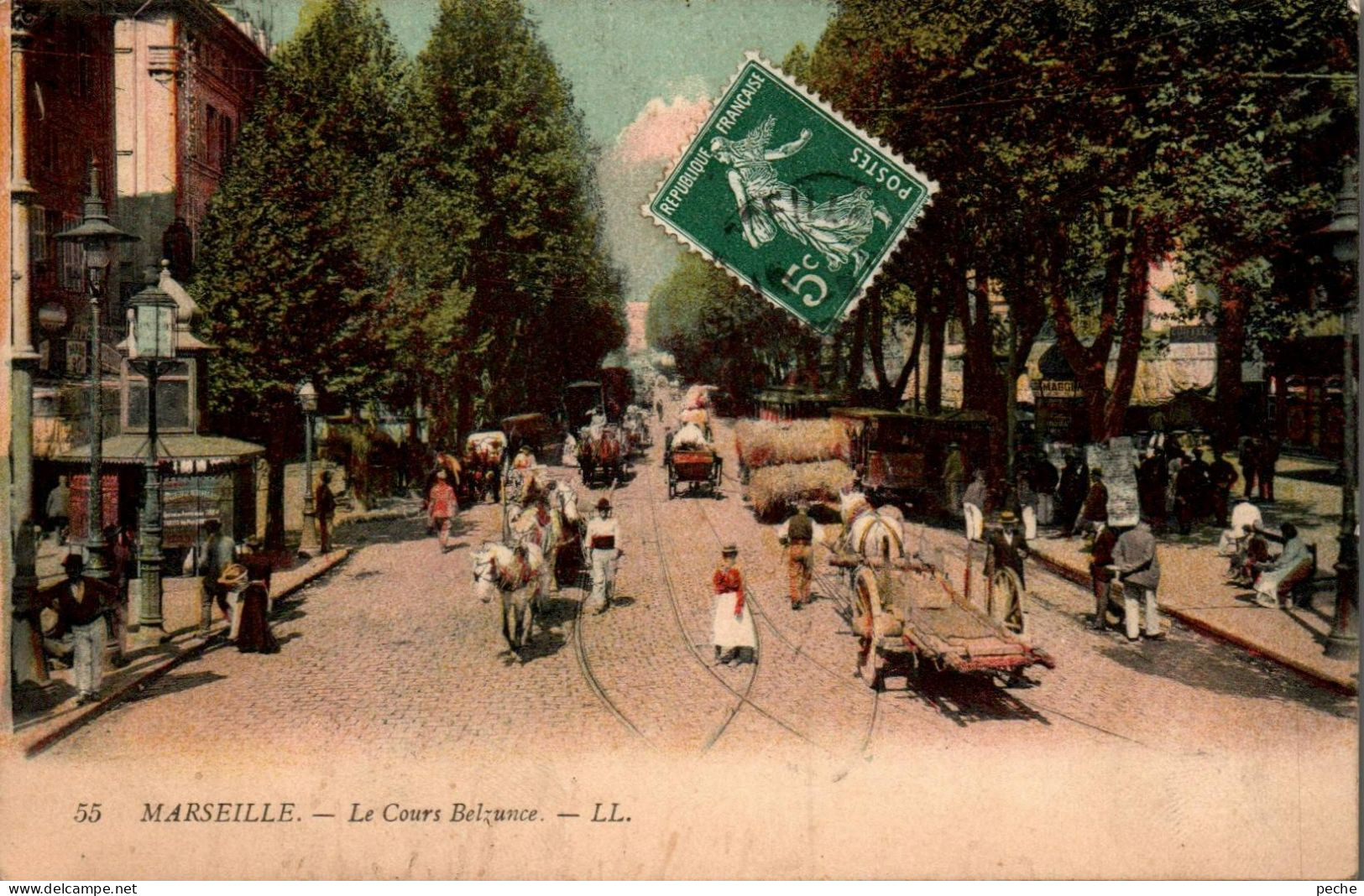 N°1380 W -cpa Marseille -le Cours Belzunce- - Canebière, Centro