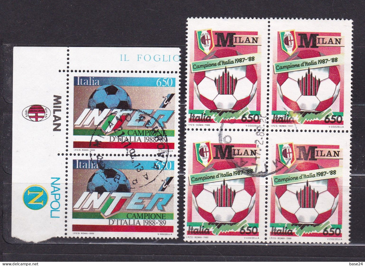 1988 1989 Italia Italy Repubblica MILAN - INTER CAMPIONI D'ITALIA 6 Serie (4+2) In Quartina + Coppia Usati USED - Club Mitici