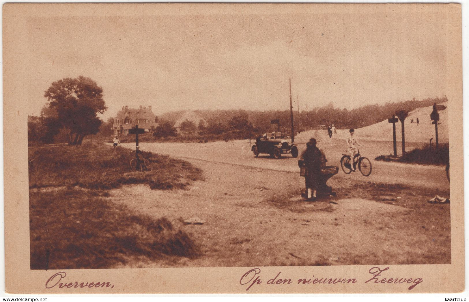 Overveen: OLDTIMER AUTO / CAR CABRIOLET 1910-1920, FIETSTER / BICYCLISTE - Op De Nieuwen Zeeweg - (Holland) - Toerisme