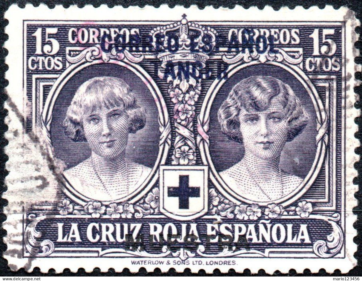 MAROCCO SPAGNOLO, SPANISH MOROCCO, TANGERI, TANGIER, CROCE ROSSA, RED CROSS, 1926, USATI Scott:ES-MA LB5, Yt:ES-MA 109 - Spaans-Marokko