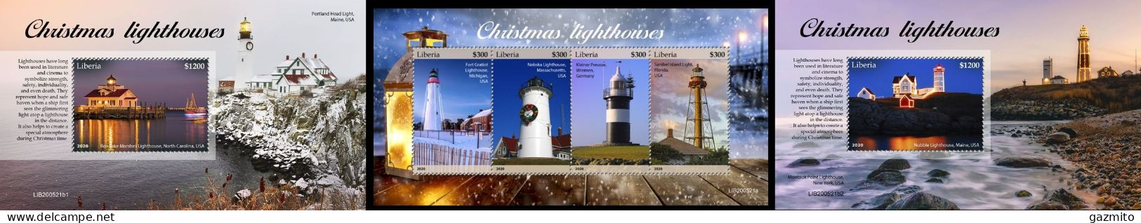 Liberia 2020, Lighthouses III, 4val In BF+2BF - Leuchttürme