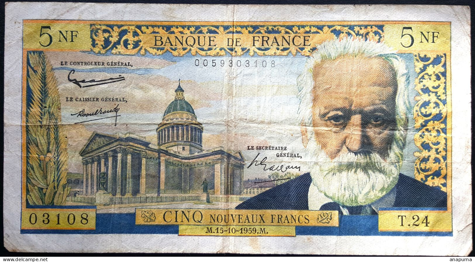 5 Nouveaux Francs VICTOR HUGO, 5 NF, 1959 - 5 NF 1959-1965 ''Victor Hugo''