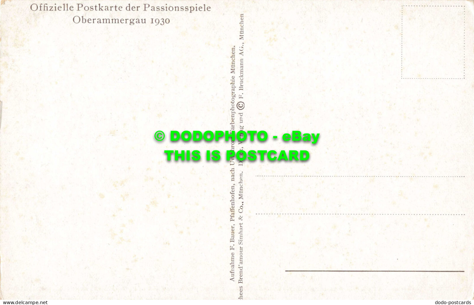 R559645 Abendmahl. Offizielle Postkarte Der Passionsspiele. Oberammergau. F. Bau - Monde