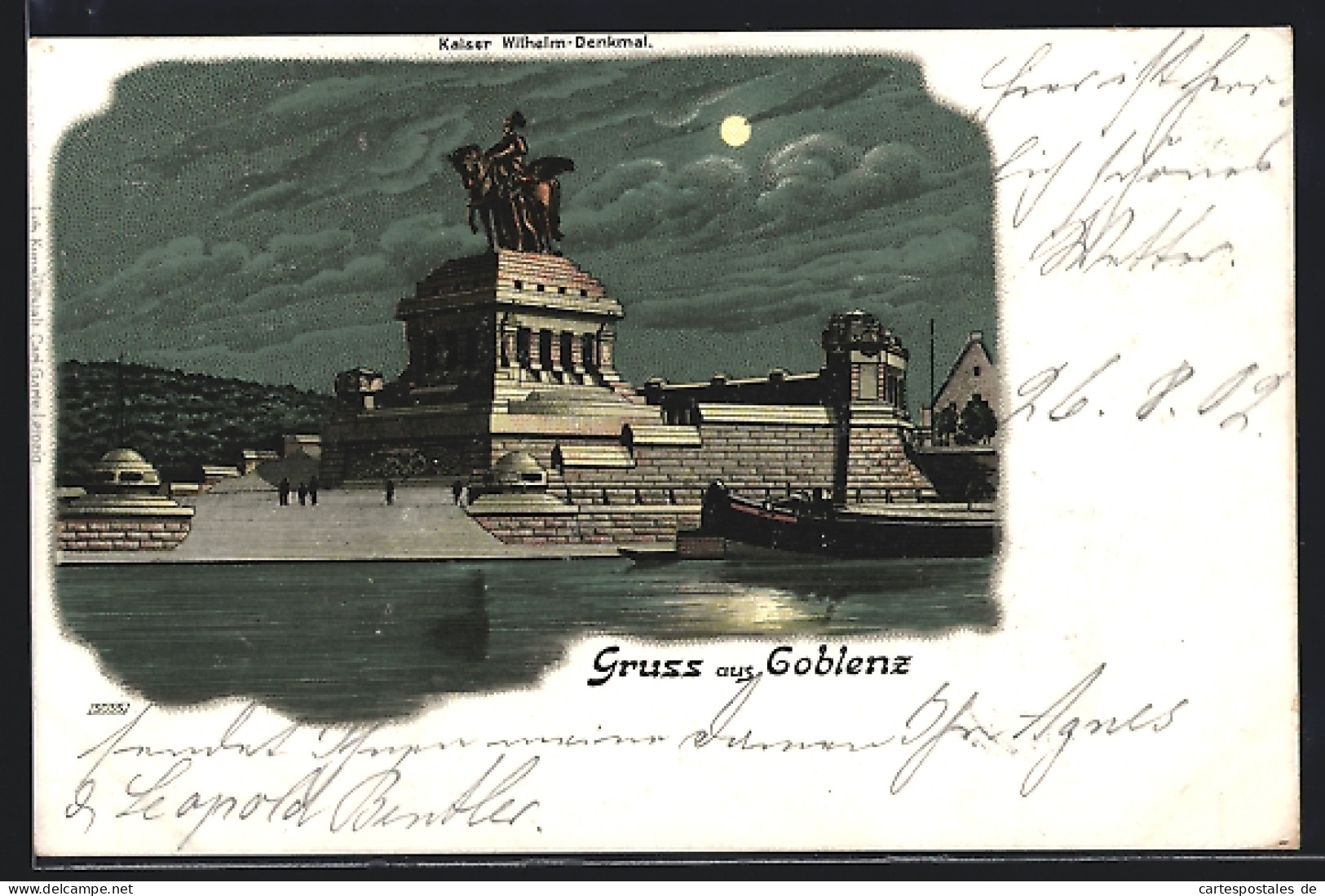 Lithographie Koblenz, Kaiser Wilhelm-Denkmal  - Koblenz