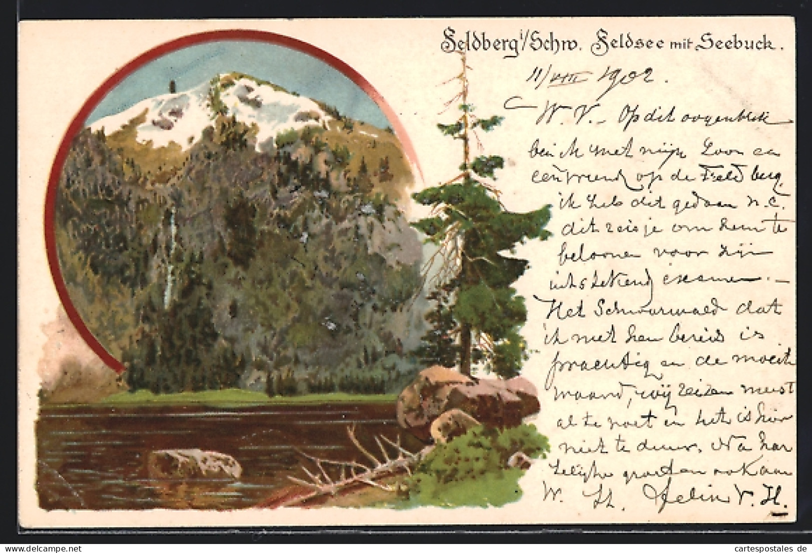 Lithographie Feldberg / Schwarzwald, Feldsee Mit Seebuck  - Feldberg