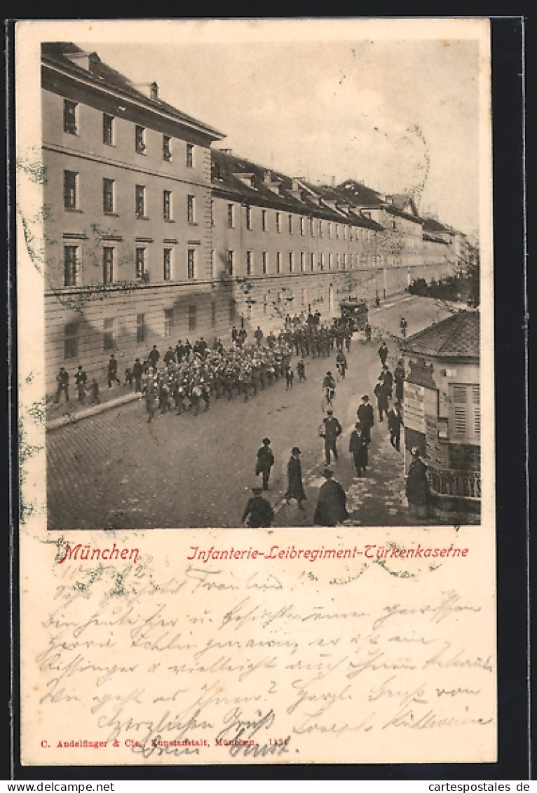 AK München, Infanterie-Leibregiment-Türkenkaserne, Parade  - München