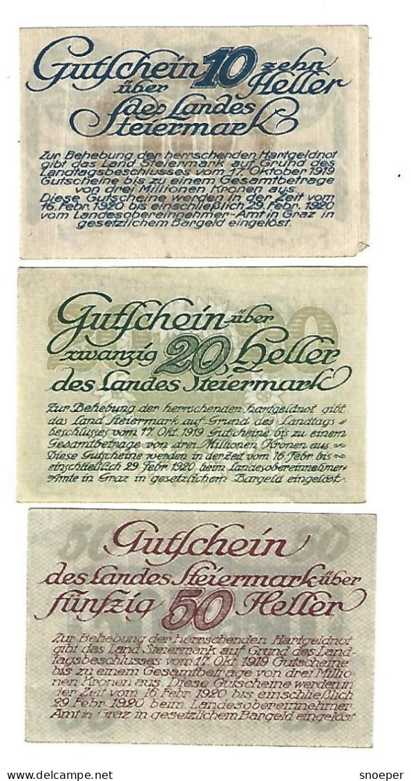 **Austria Notgeld Steiermark Serie Compleet 1014a - Oesterreich