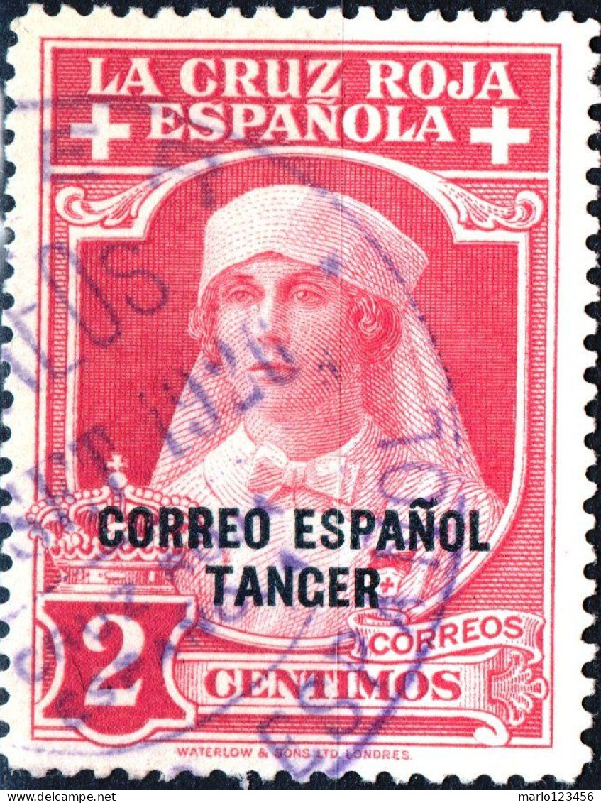 MAROCCO SPAGNOLO, SPANISH MOROCCO, TANGERI, TANGIER, CROCE ROSSA, RED CROSS, 1926, USATI Scott:ES-MA LB2, Yt:ES-MA 106 - Spanisch-Marokko