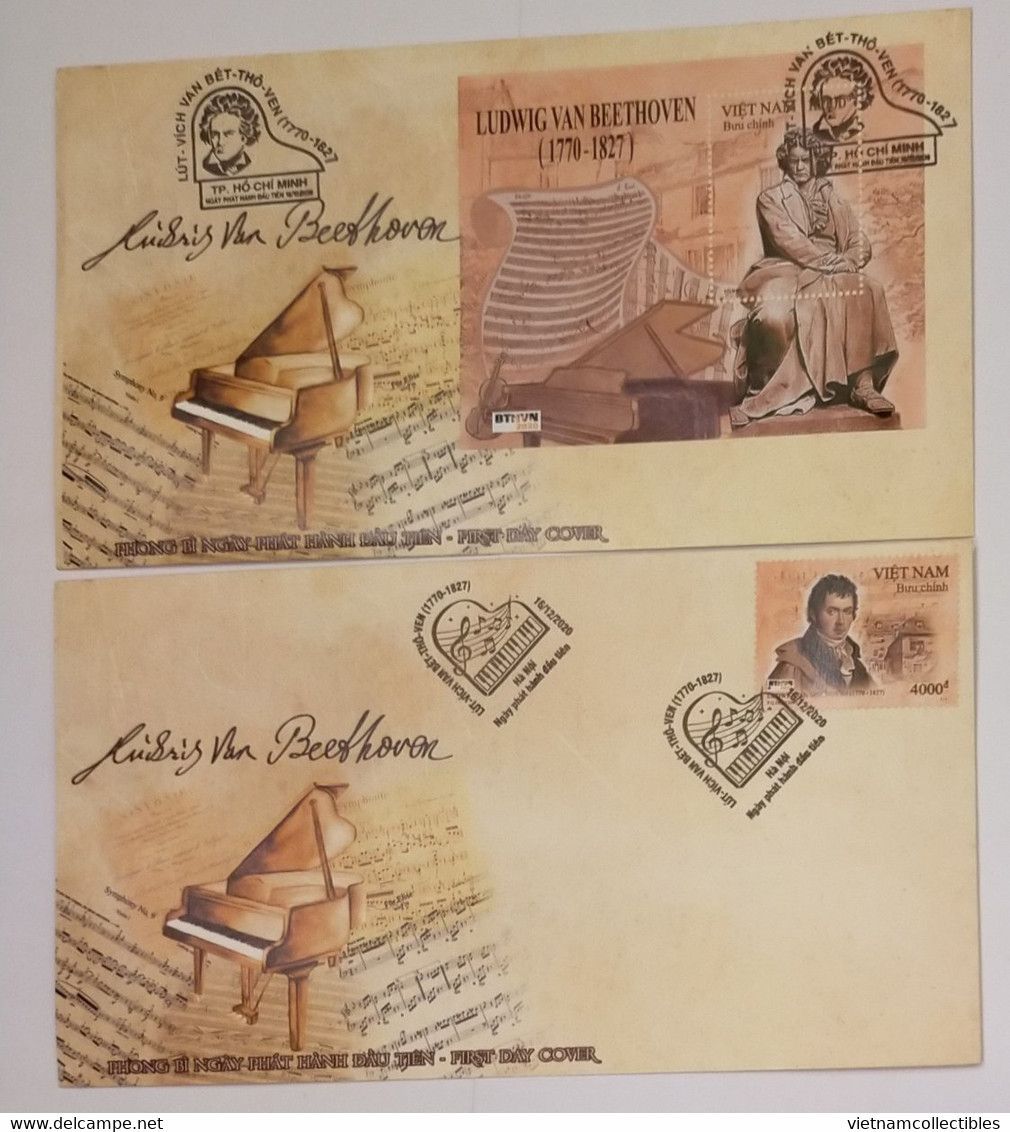 2 FDC Vietnam Viet Nam Covers 2020 : 250th Birth Anniversary Of Ludwig Van Beethoven (Ms1139) - Viêt-Nam