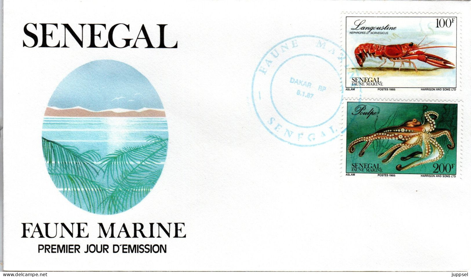 SENEGAL FDC, Sealife   /     Lettre De Première Jour, Faune Marine   1987 - Vie Marine