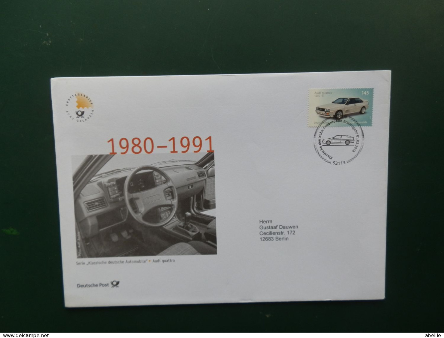 GROOT FORMAAT  LOT67   /FDC  ALLEMAGNE 2018 - Cars