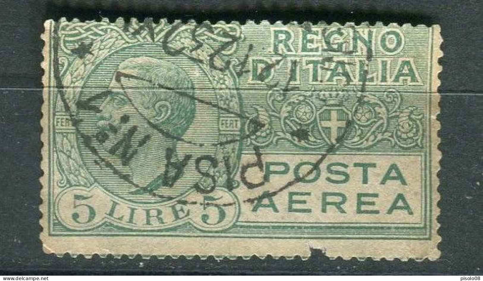 REGNO 1926 POSTA AEREA 5 LIRE USATO F.TO  SORANI - Poste Aérienne