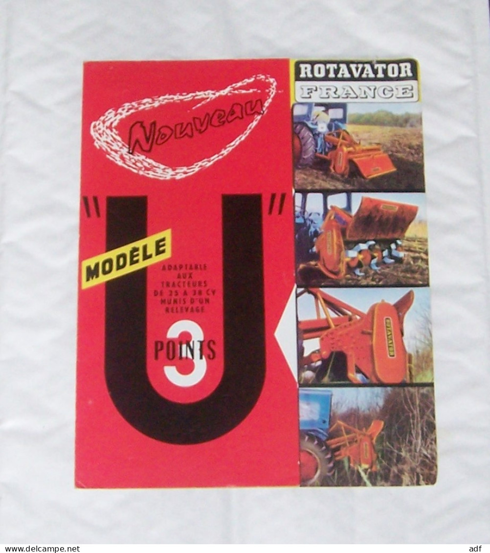 FEUILLET PUB PUBLICITAIRE NOUVEAU ROTAVATOR MODELE " U ", ATTELAGE TRACTEUR, AGRICULTURE - Tracteurs