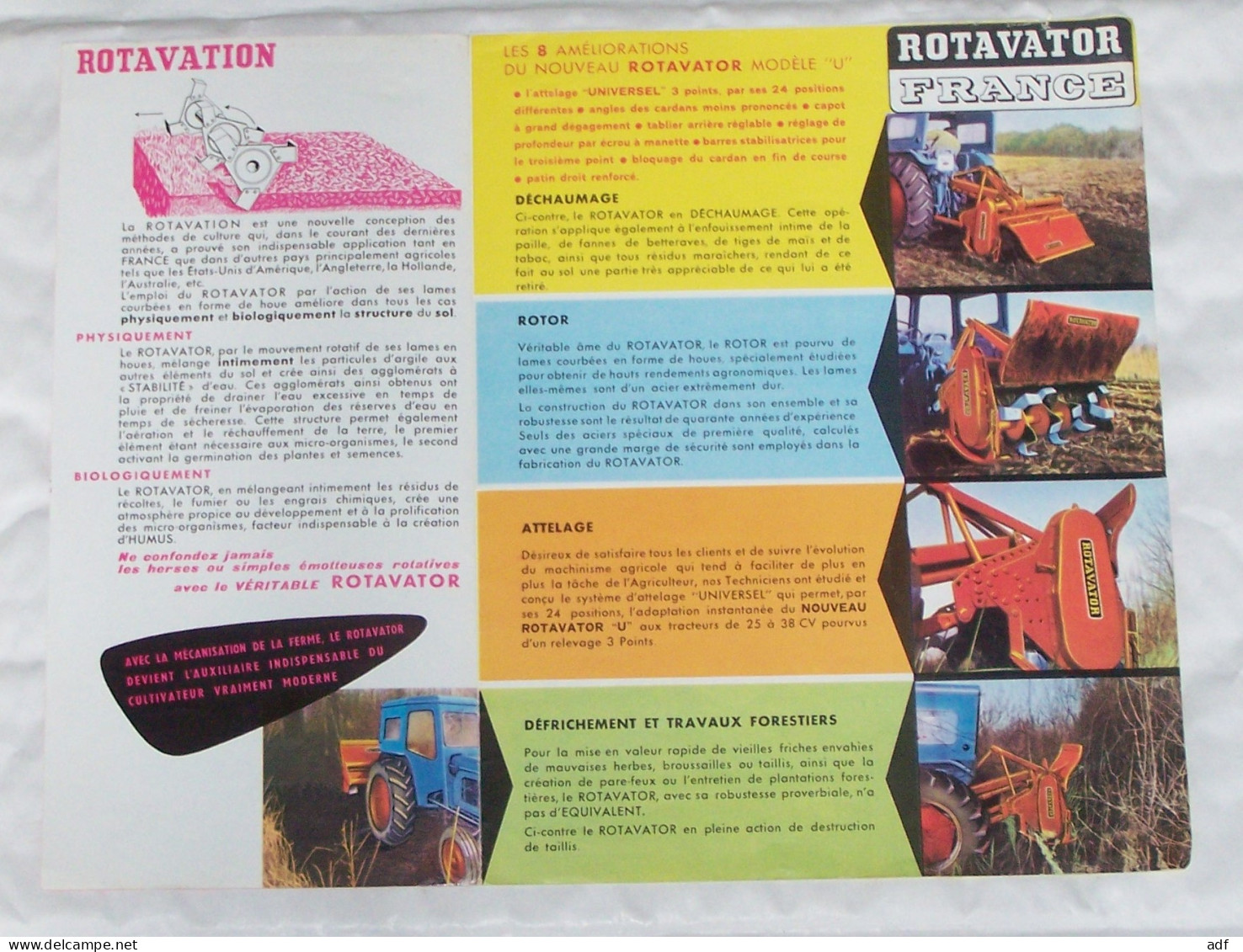 FEUILLET PUB PUBLICITAIRE NOUVEAU ROTAVATOR MODELE " U ", ATTELAGE TRACTEUR, AGRICULTURE - Tractores