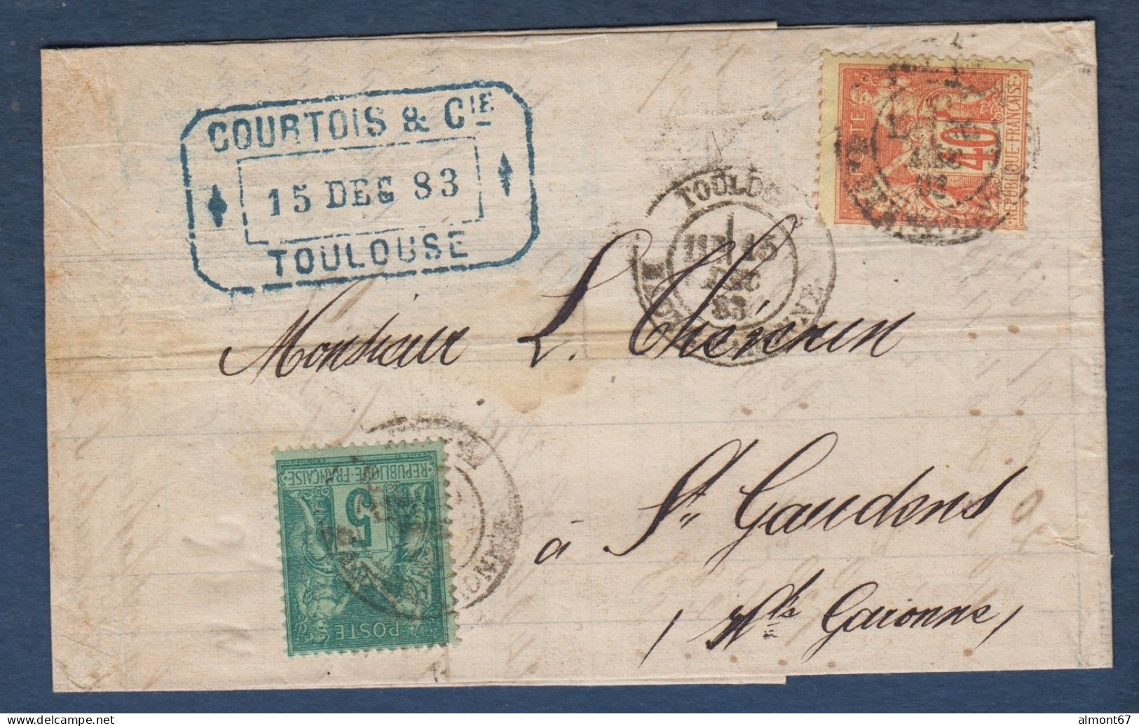 Haute Garonne -  5c Et 40c Sage Sur Lettre De Toulouse Pour St Gaudens - 1877-1920: Semi Modern Period