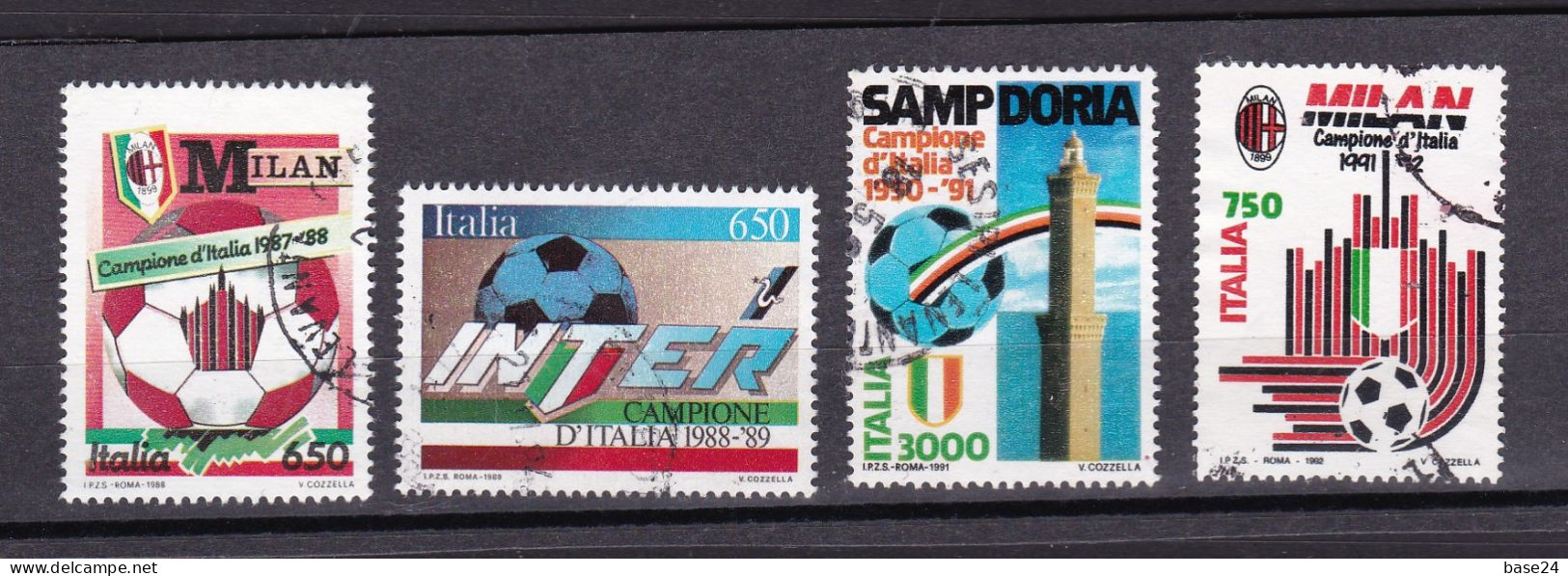 1988 1989 1991 1992 Italia Italy Repubblica MILAN - INTER - SAMPDORIA CAMPIONI D'ITALIA 4 Serie Usate USED - Berühmte Teams