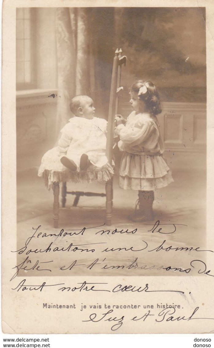 ENFANTS Fillette Et Bébé CPA  Circulé Cachet De 1904 - Groupes D'enfants & Familles