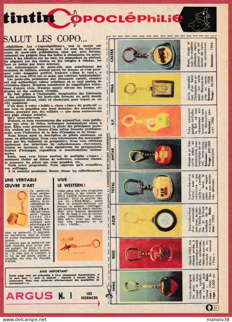 Porte Clefs à Collectionner. Copocléphilie Tintin. Les Pétroliers. Le Coran Par Air France, Rica Lewis.  1966. - Verzamelingen