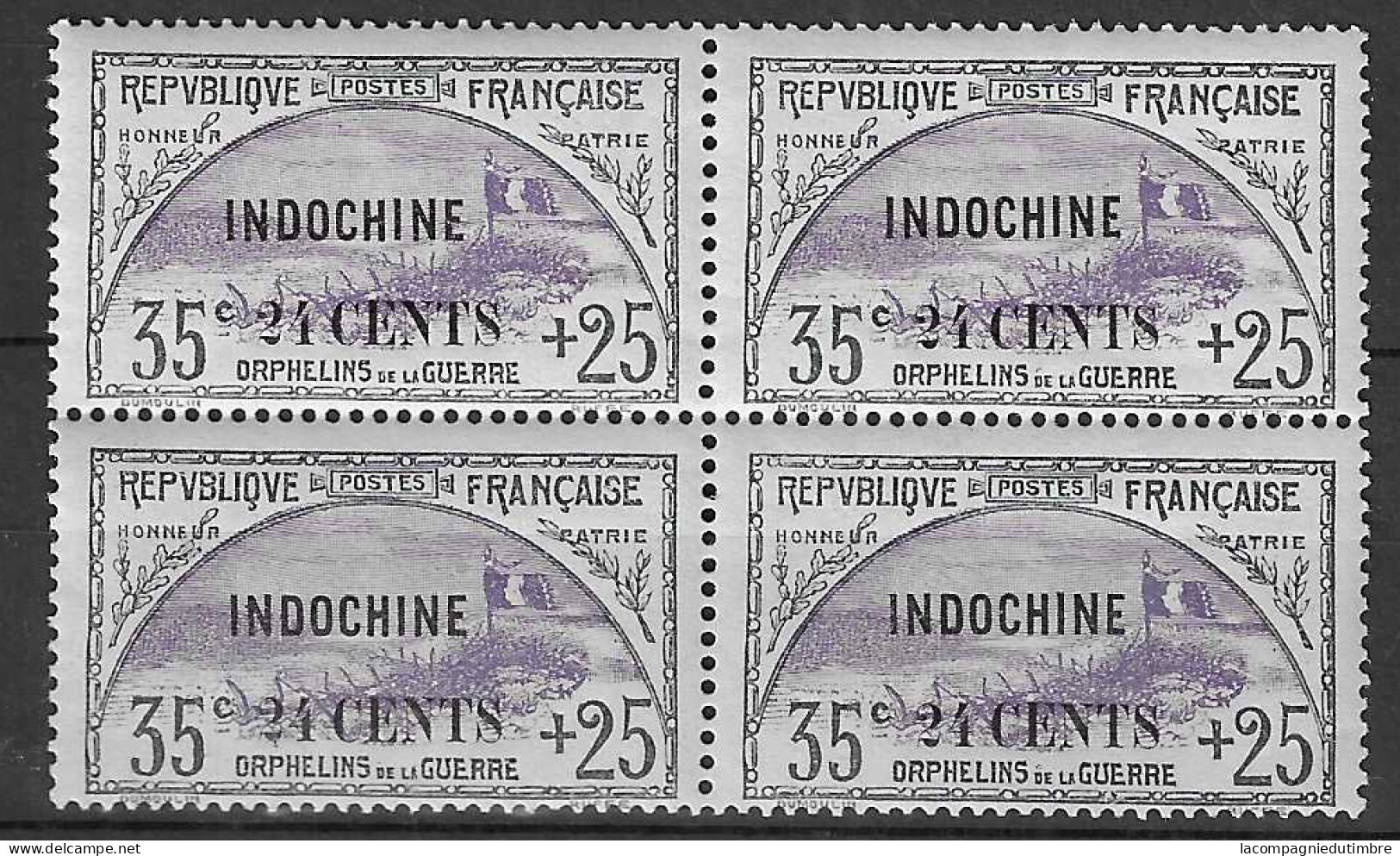 Indochine YT N° 93 En Bloc De Quatre Neufs ** MNH. TB - Nuovi