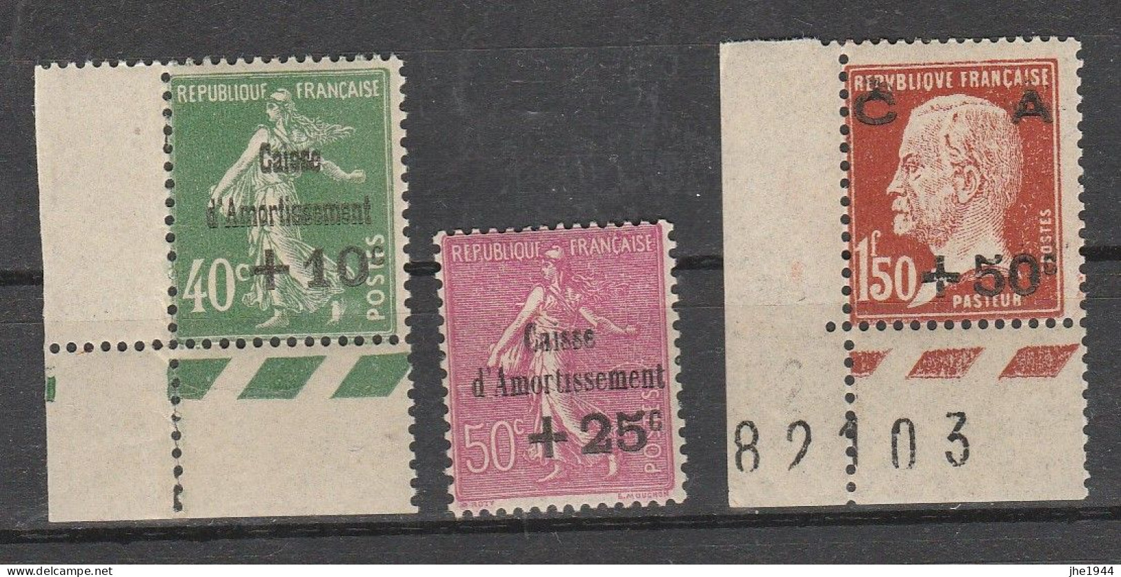 France N° 253 à 255 ** Au Profit De La Caisse D'Amortissement, 3 Valeurs - Unused Stamps