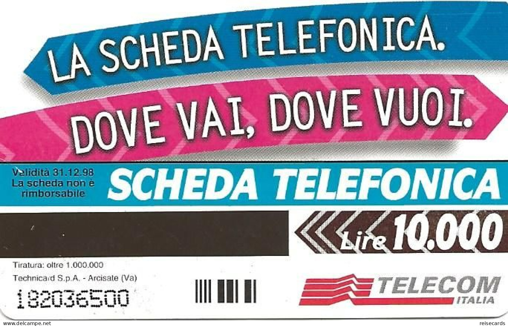 Italy: Telecom Italia - La Scheda Telefonica, Dove Vai - Openbare Reclame