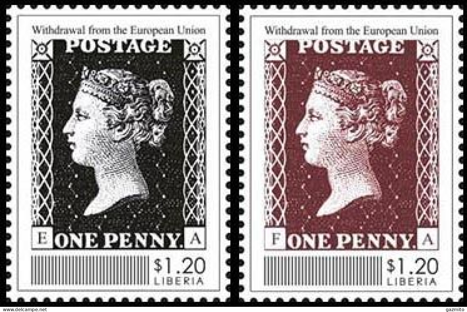 Liberia 2020, Penny Black, 2val - Briefmarken Auf Briefmarken