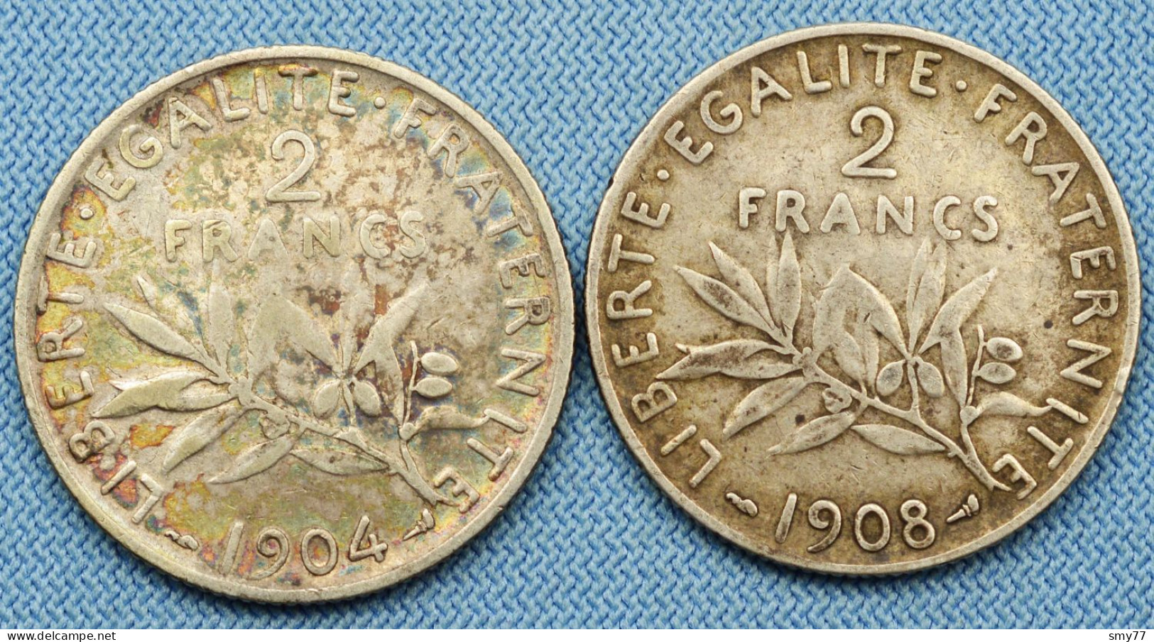 France • Lot 2x • 2 Francs Semeuse — 1904 — 1908  • [24-711] - 2 Francs