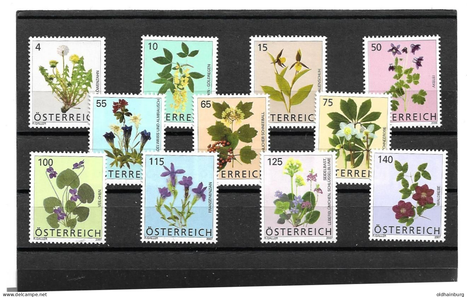 0504f: Euro- Freimarken 2007- 2008 "Blumen" 11 Werte ** (ANK 26.-) - Unused Stamps