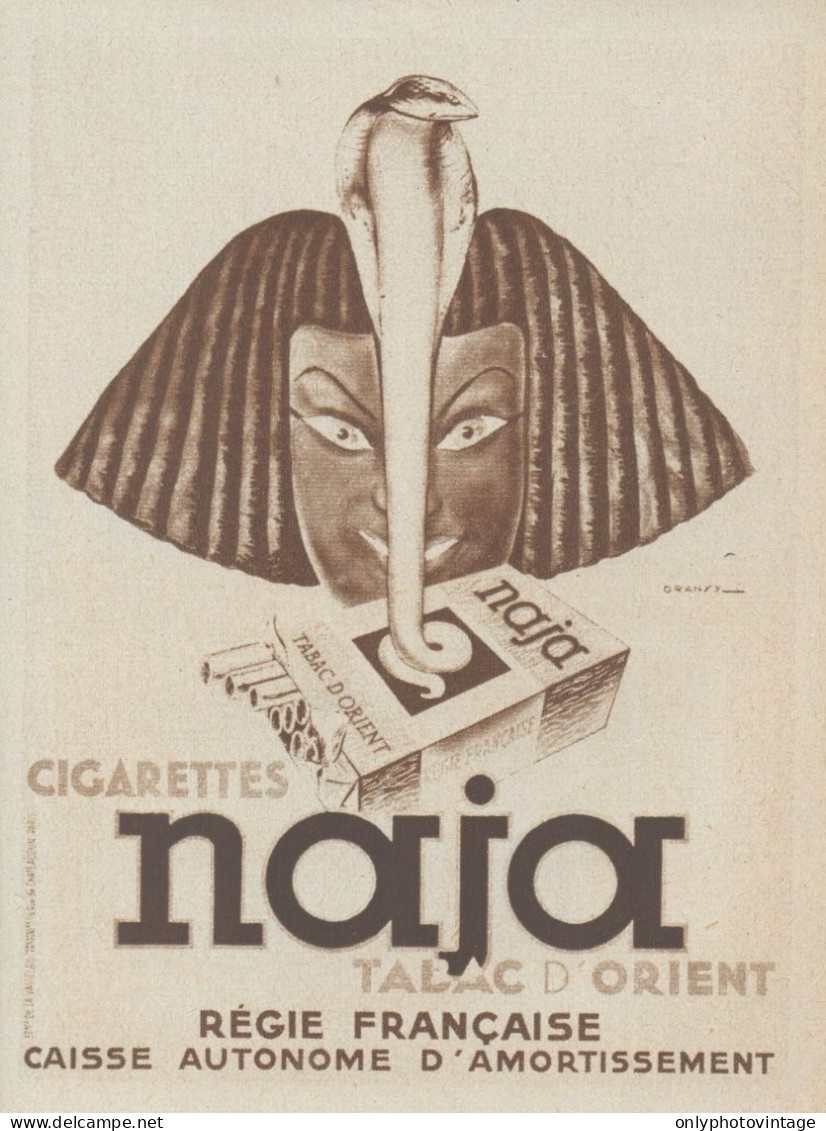 Cigarettes NAJA Tabac D'Orient - Pubblicità D'epoca - 1937 Old Advert - Werbung