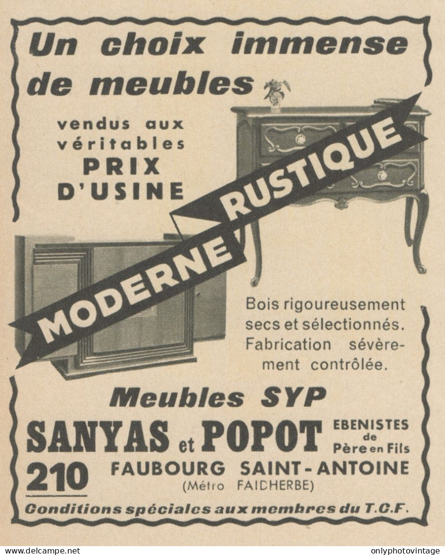 Meubles SYP - Sanyas Et Popot - Pubblicità D'epoca - 1937 Old Advertising - Werbung