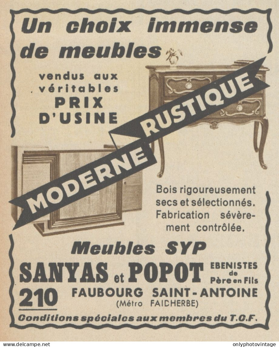 Meubles SYP - Sanyas Et Popot - Pubblicità D'epoca - 1937 Old Advertising - Werbung