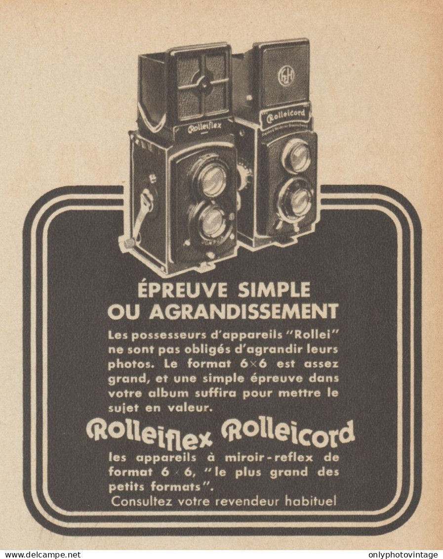 ROLLEIFLEX - ROLLEICORD - Pubblicità D'epoca - 1937 Old Advertising - Werbung