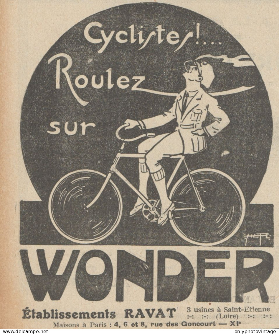 Cycles WONDER - Etablissements Ravat - Pubblicità D'epoca - 1924 Old Ad - Werbung